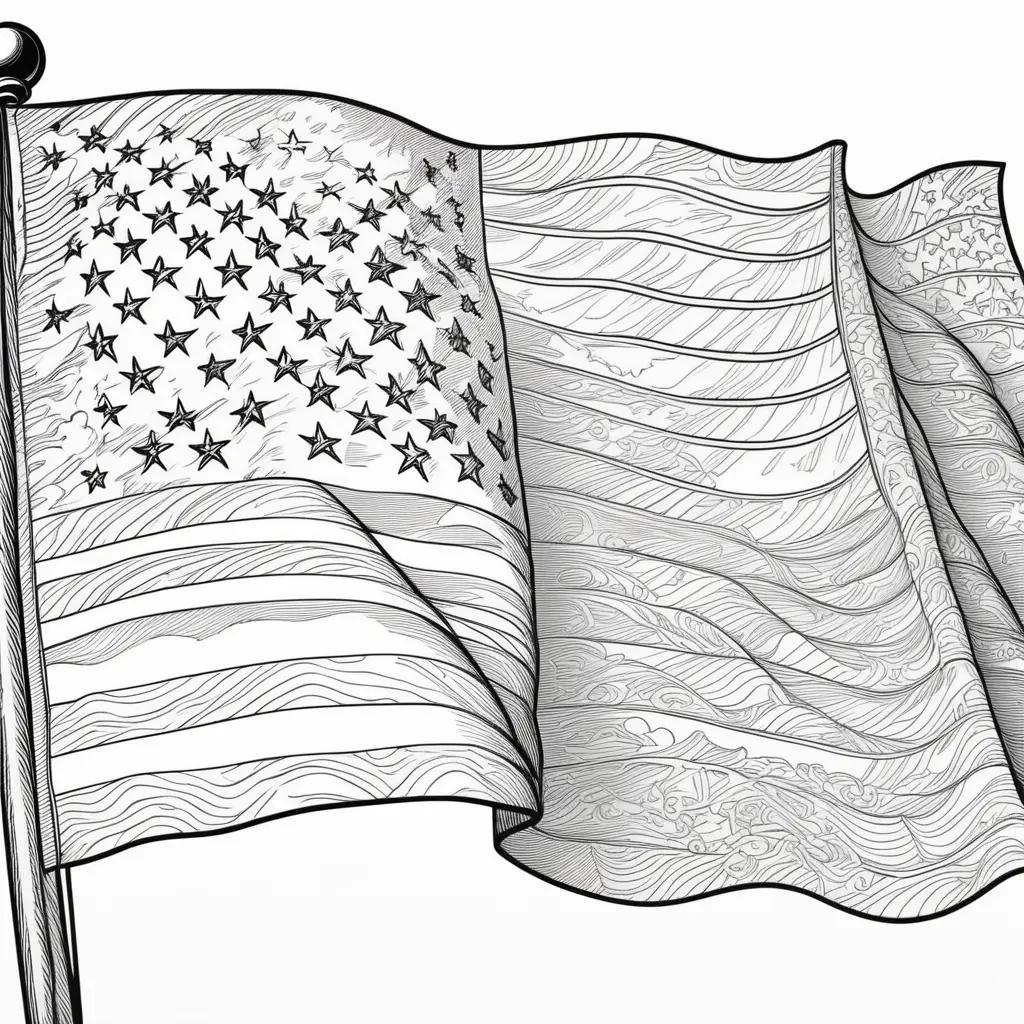 black and white American flag is waving