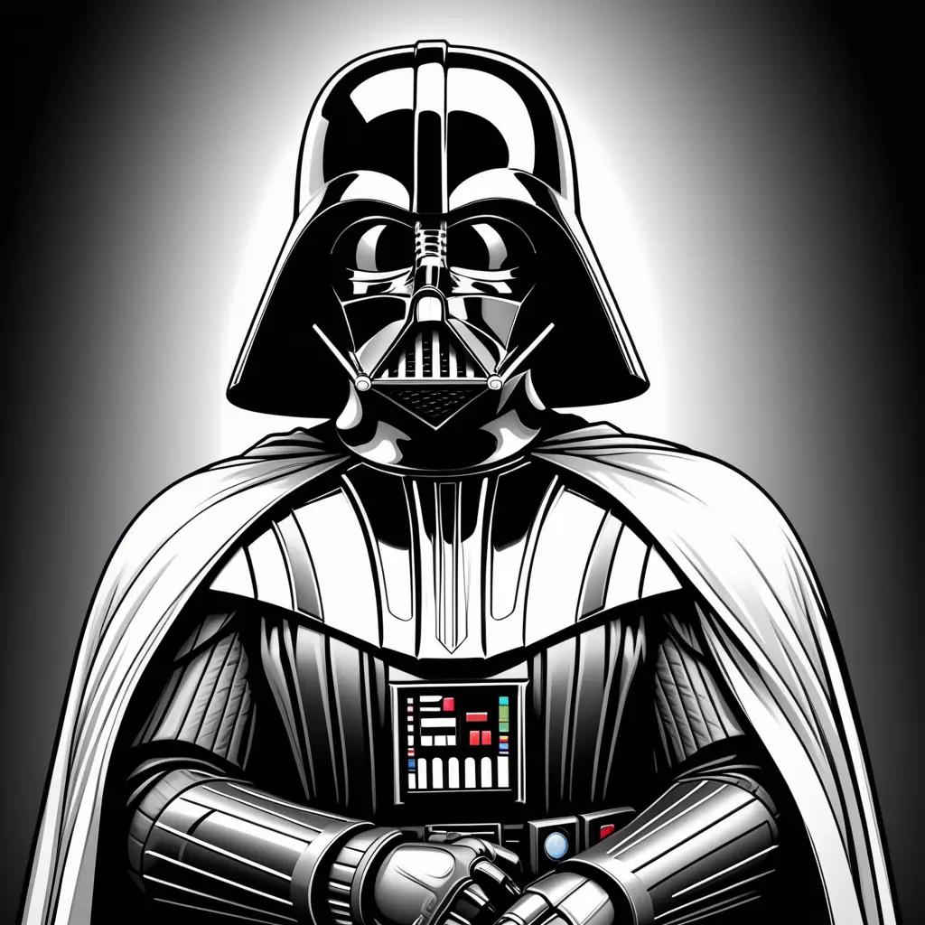 black and white Darth Vader coloring page