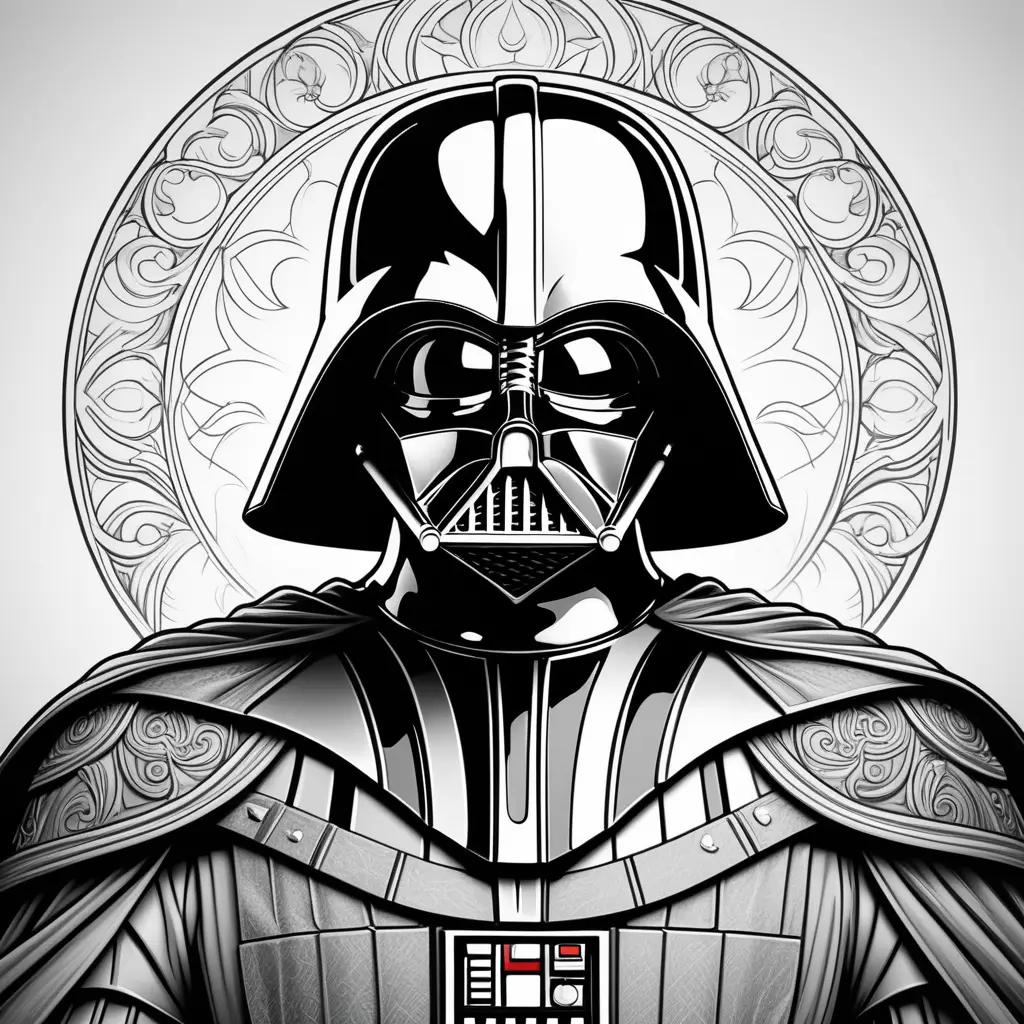 black and white Darth Vader coloring page