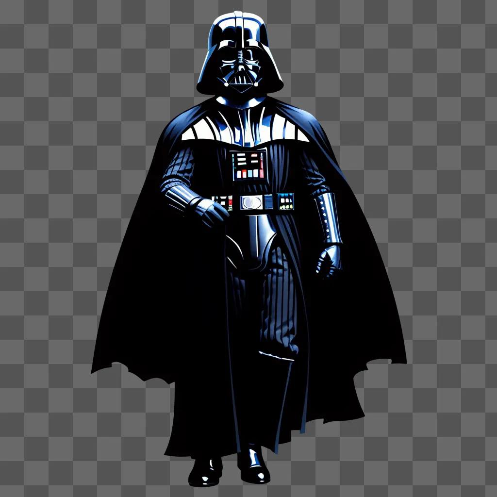 black and white Darth Vader in a suit of armor