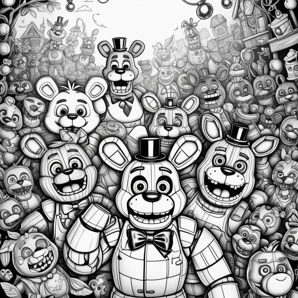 black and white Five Nights at Freddys coloring page