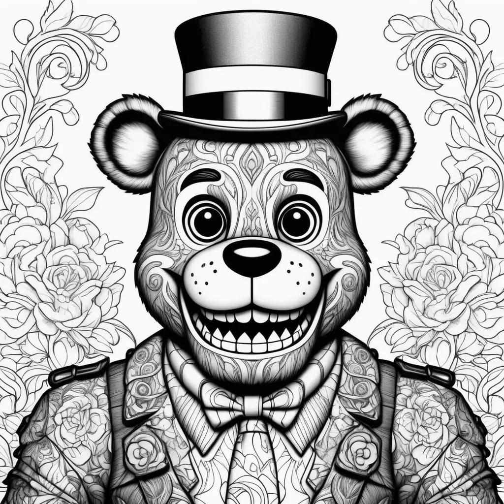 black and white Freddy Fazbear coloring page