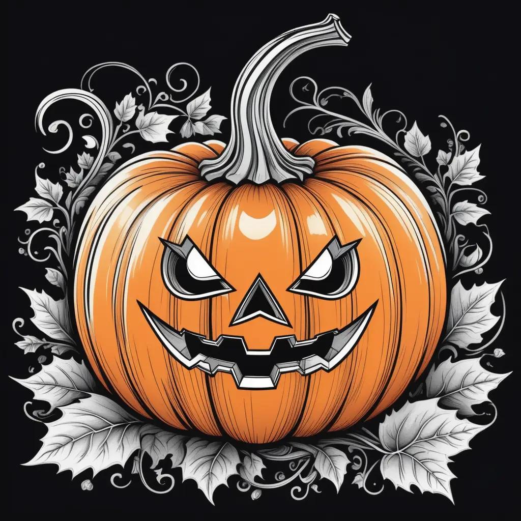 black and white Halloween pumpkin design