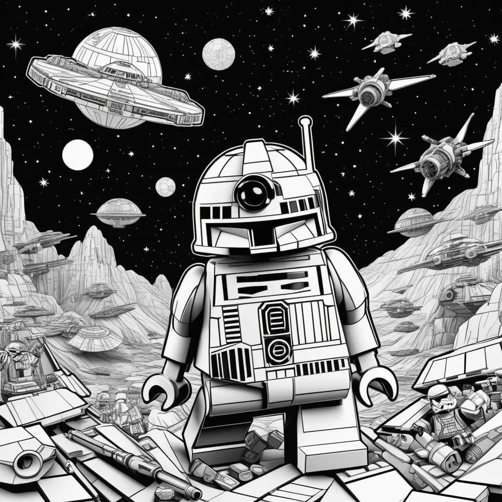 black and white Lego Star Wars coloring page