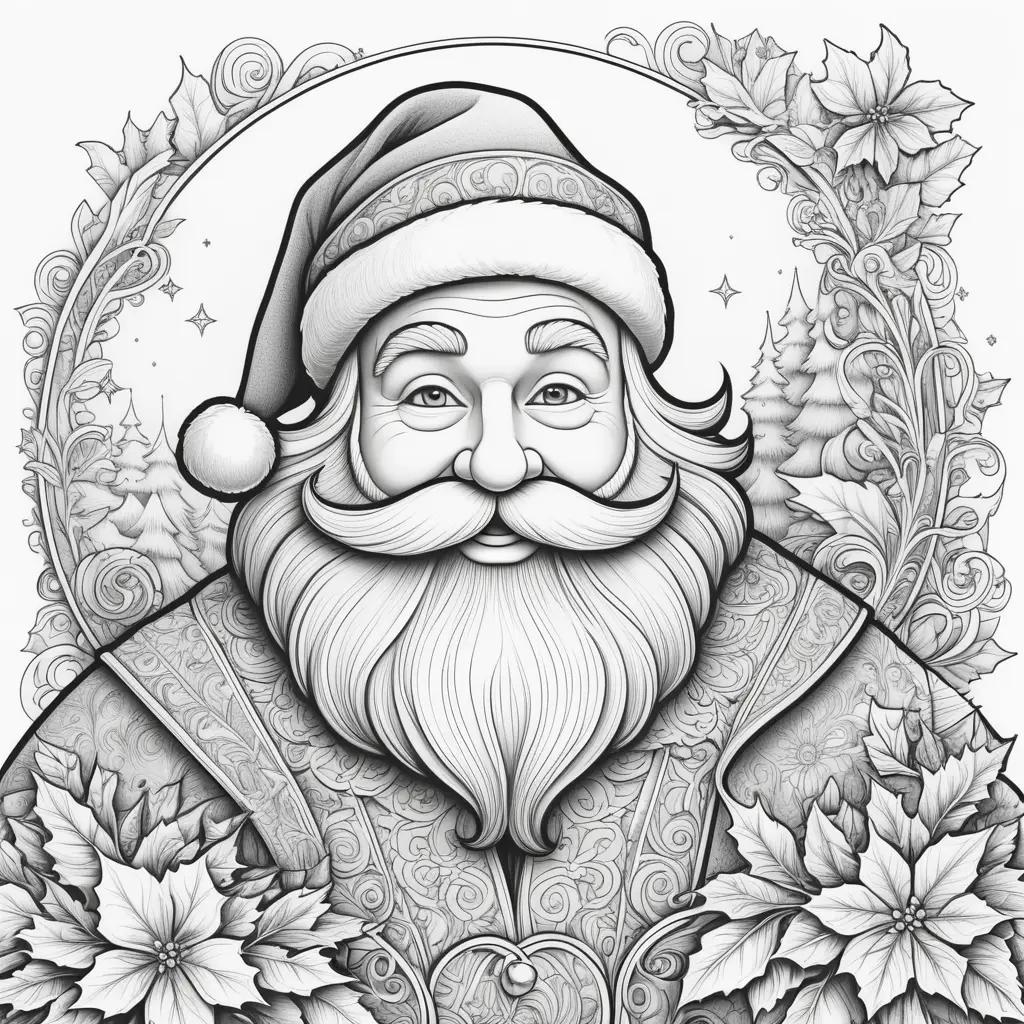 black and white Santa Claus coloring page