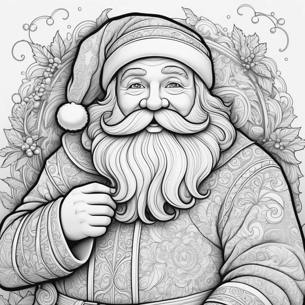 black and white Santa Claus coloring page