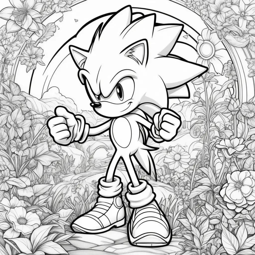 black and white Sonic 2 coloring page