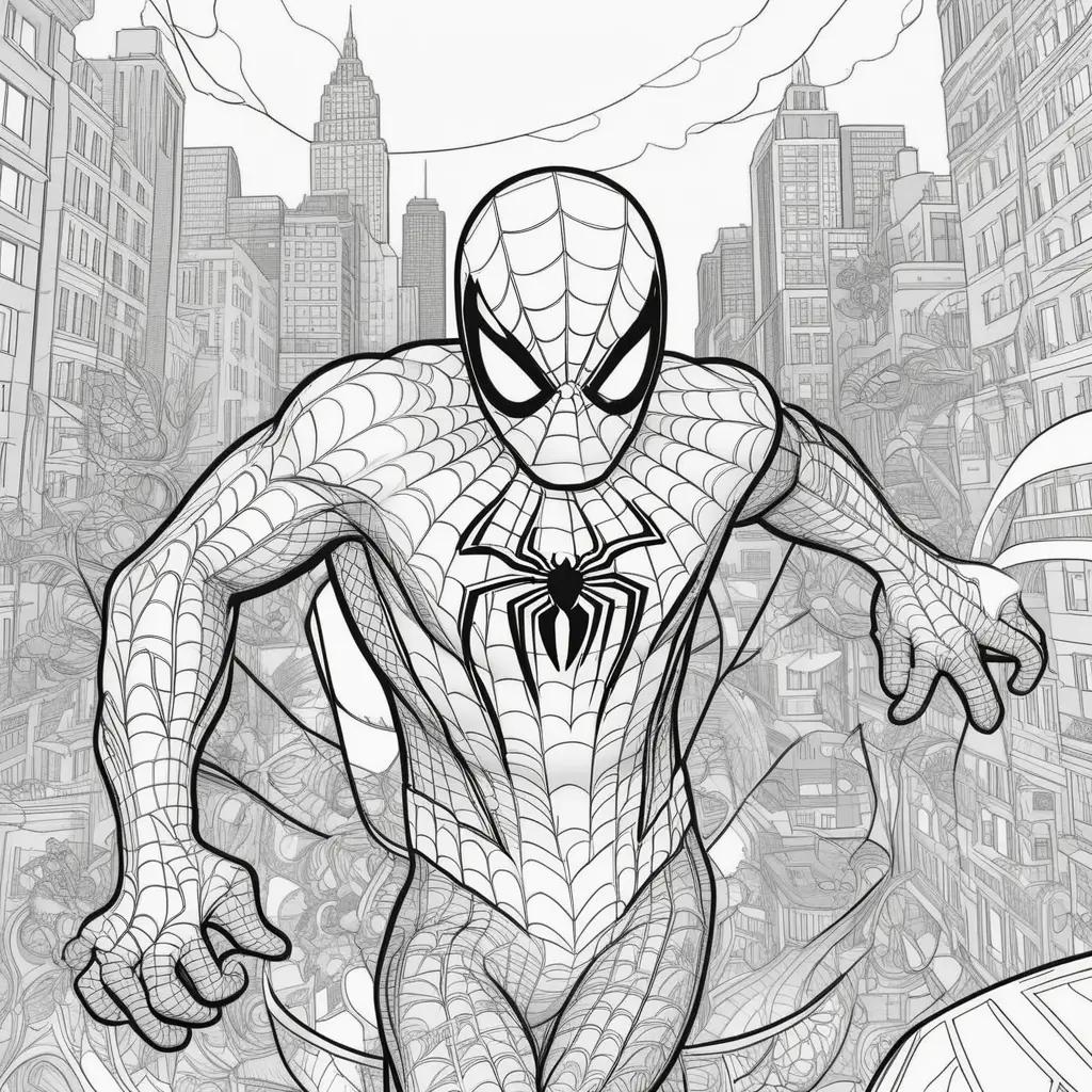 black and white Spiderman coloring page