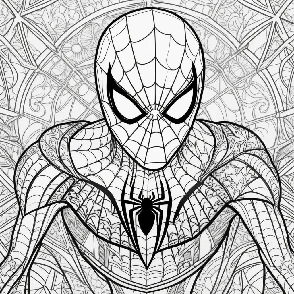 black and white Spiderman coloring page