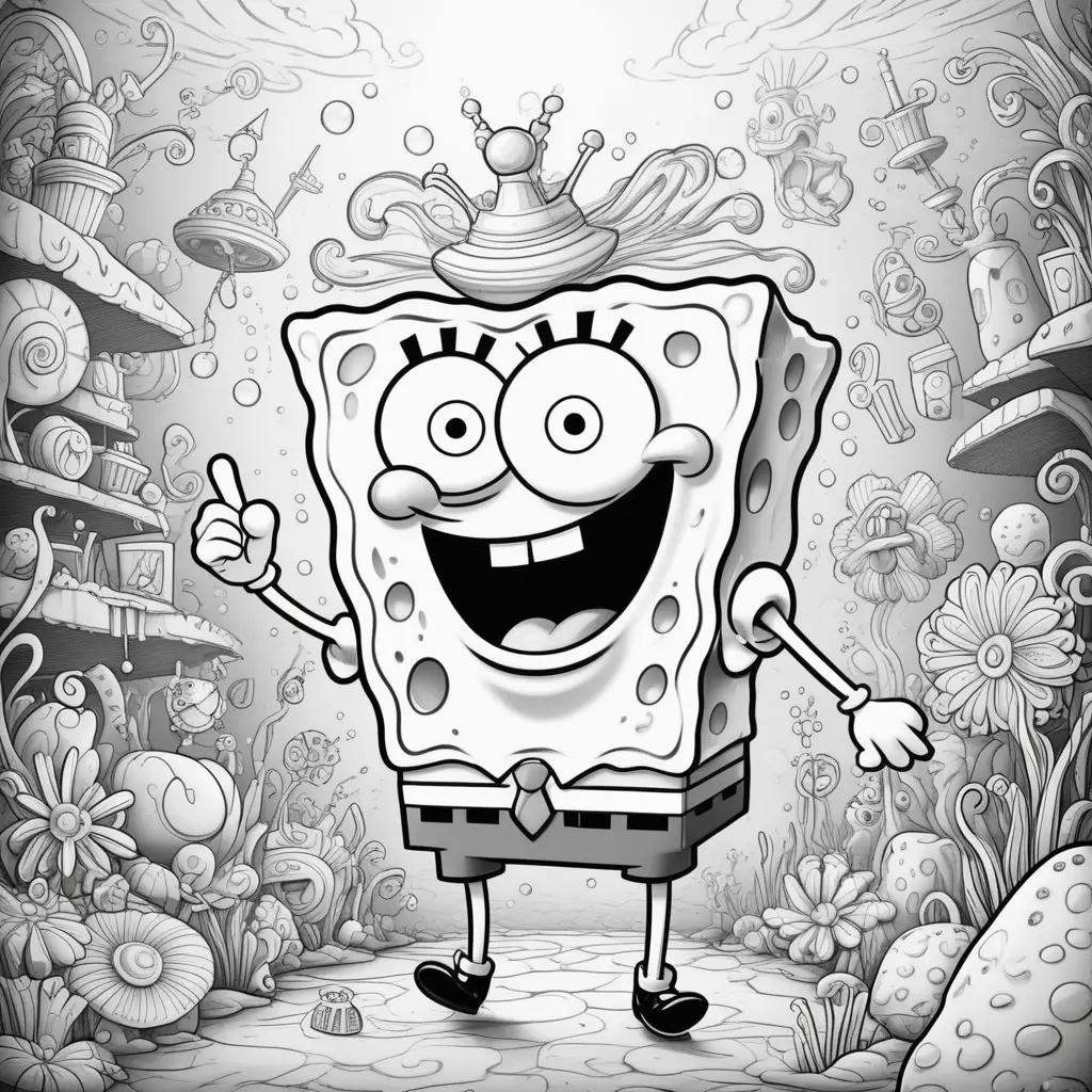 black and white SpongeBob color page