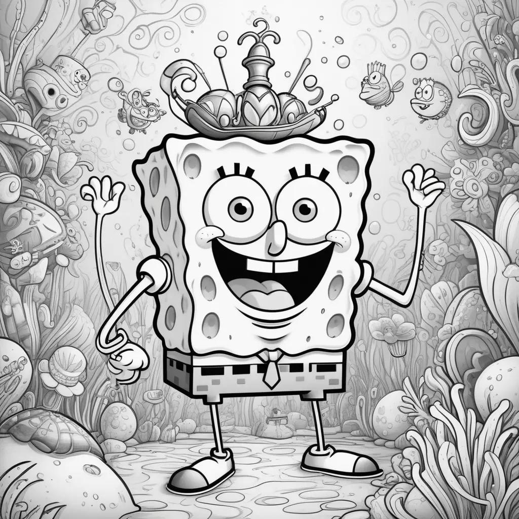 black and white SpongeBob color page