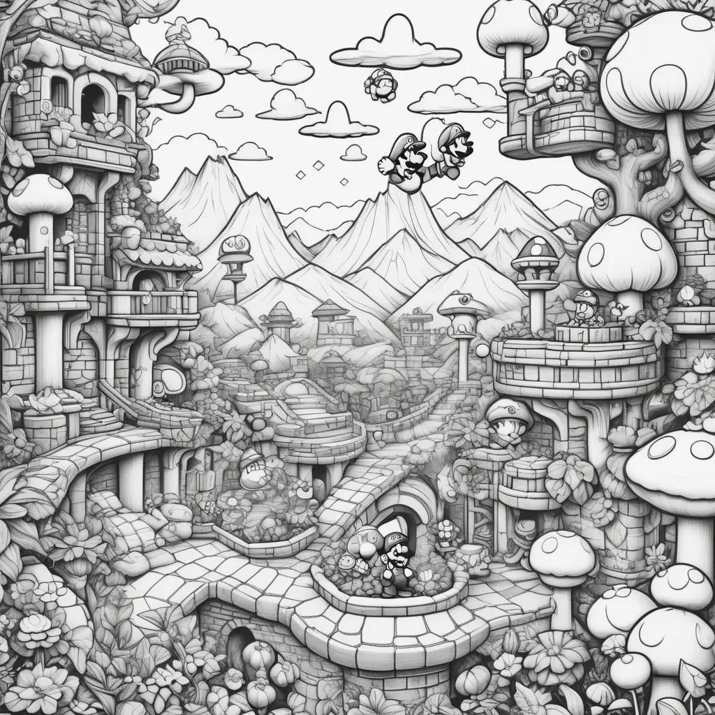 black and white Super Mario Bros coloring page