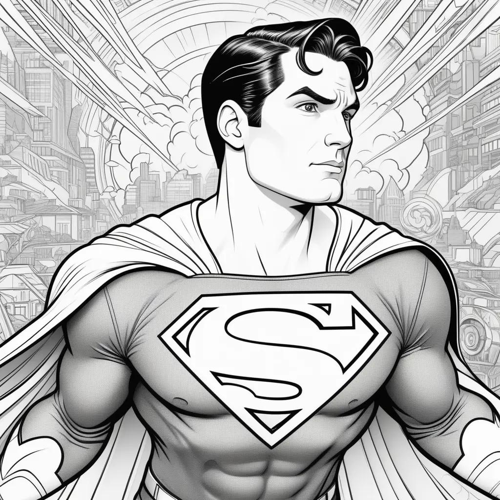 black and white Superman coloring page