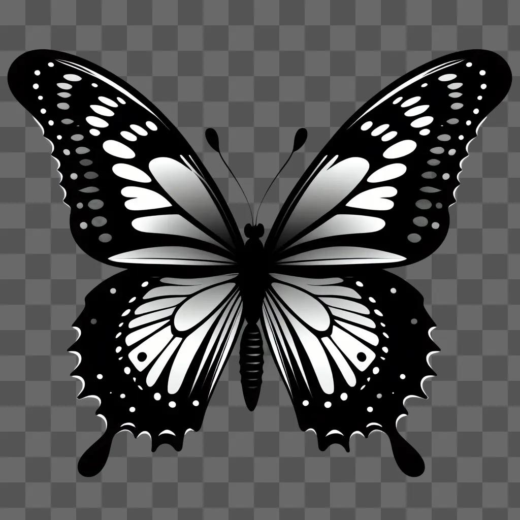 black and white butterfly clipart image