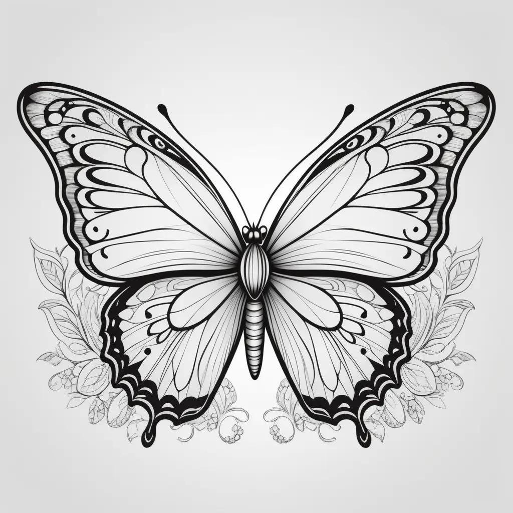 black and white butterfly drawing on a white background