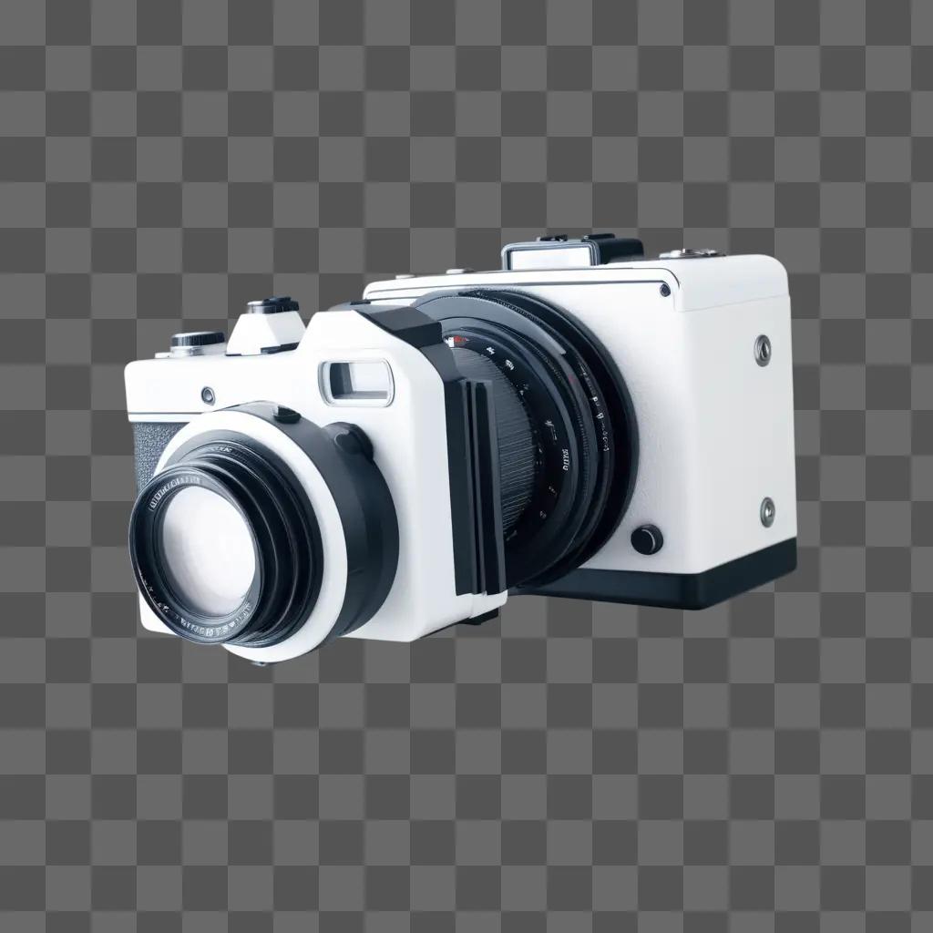 black and white camera with a large lens