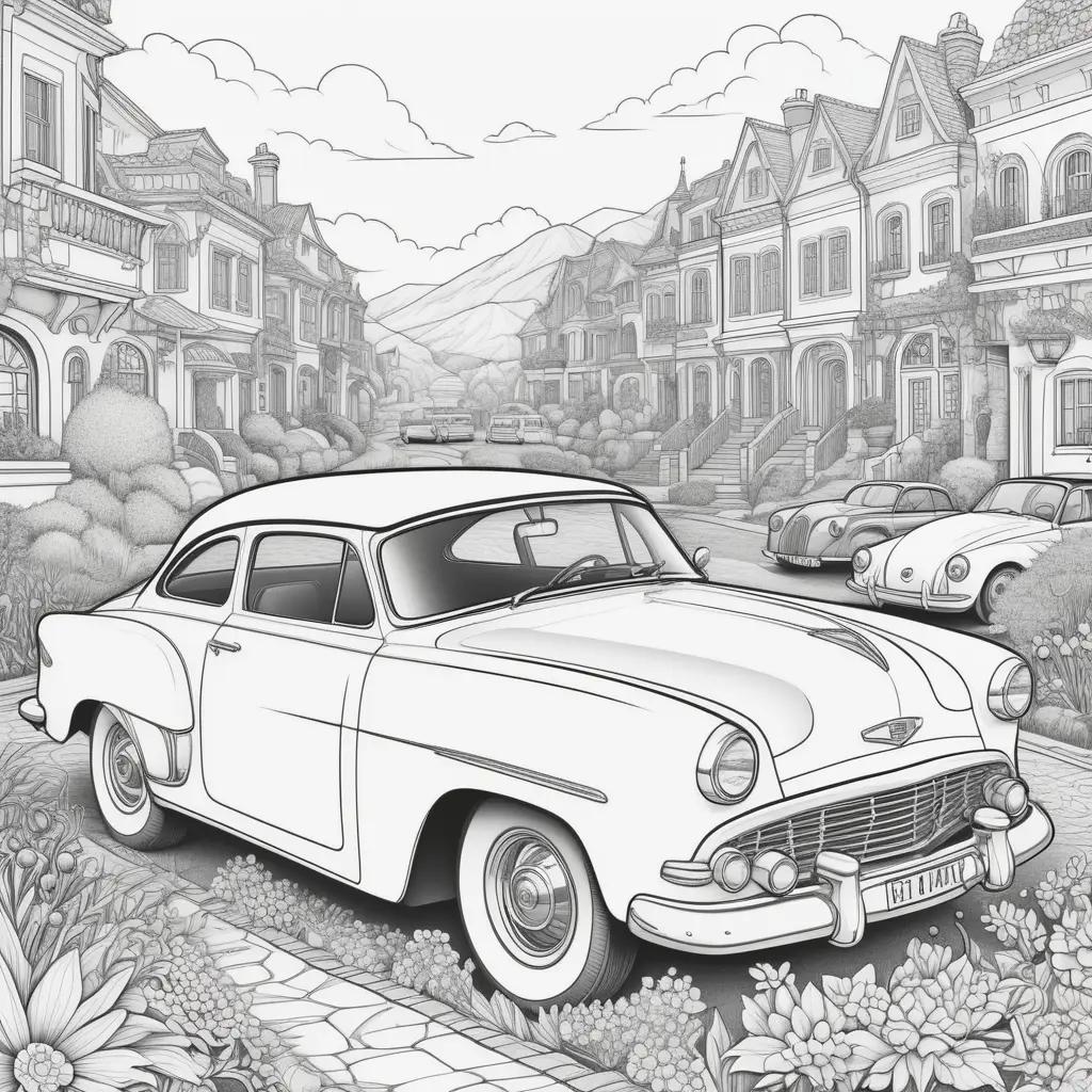 black and white car coloring page