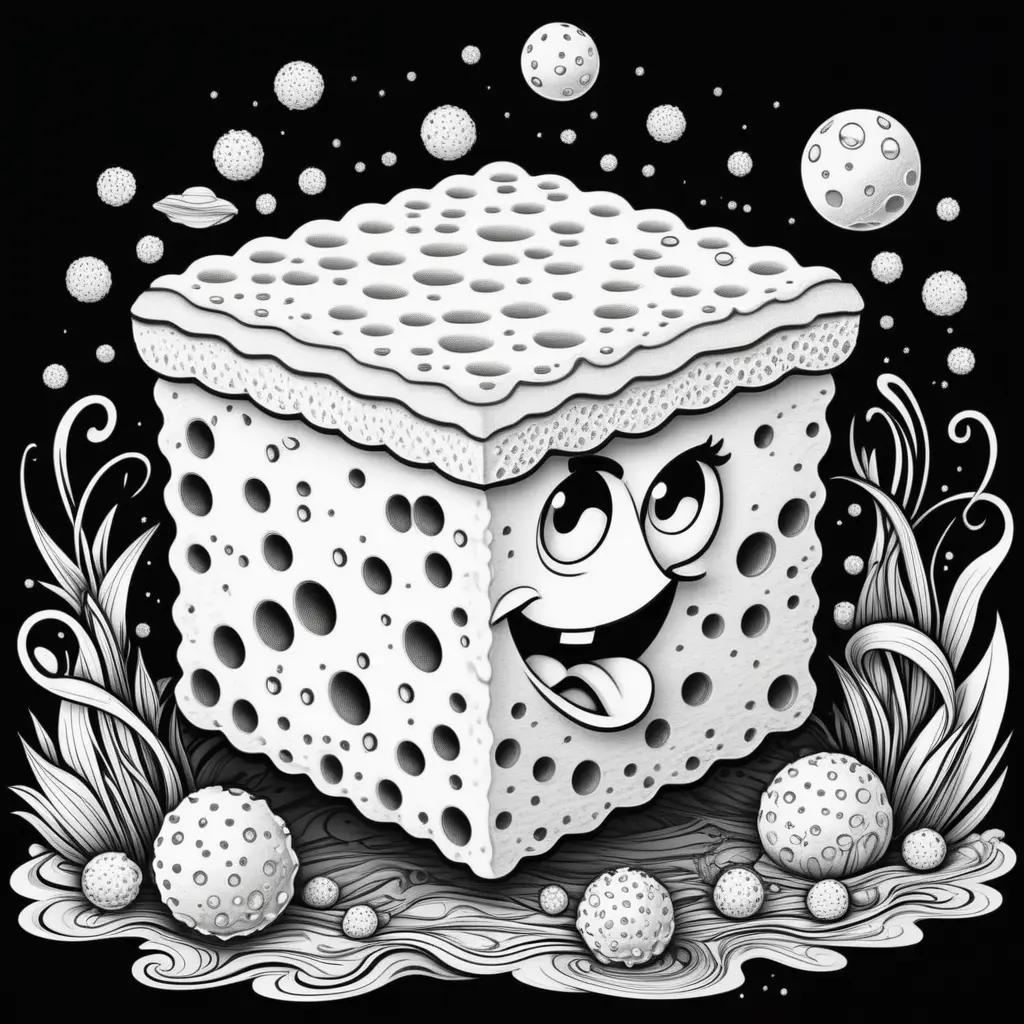 black and white cartoon sponge coloring page