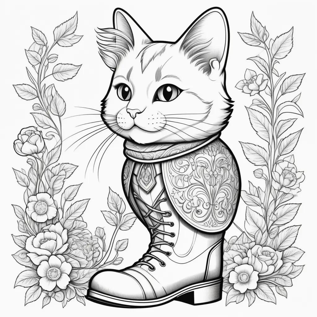 black and white cat wearing a boot and lace-up shirt