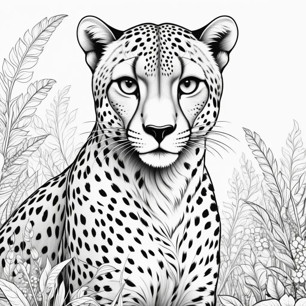 black and white cheetah coloring page