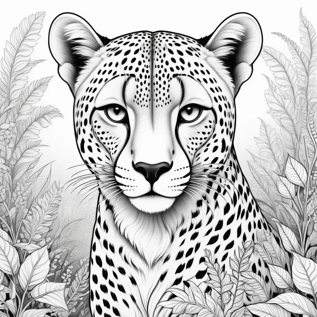 black and white cheetah coloring page