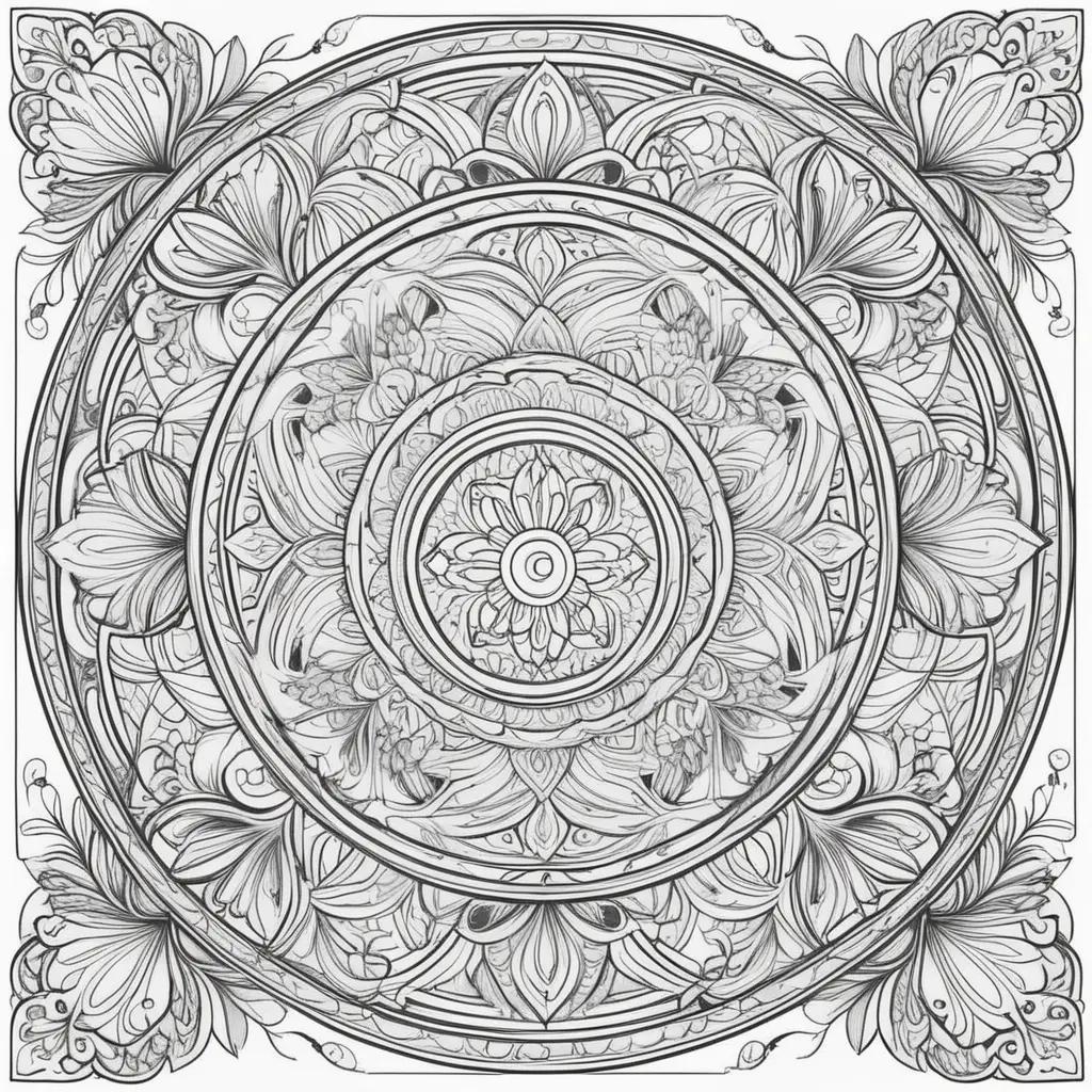 black and white circular design with intricate details