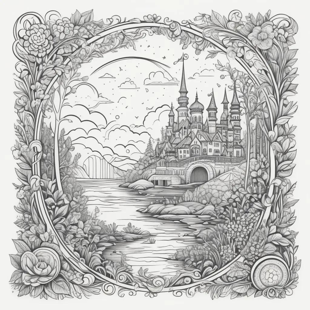 black and white color printer test page shows a castle and a river