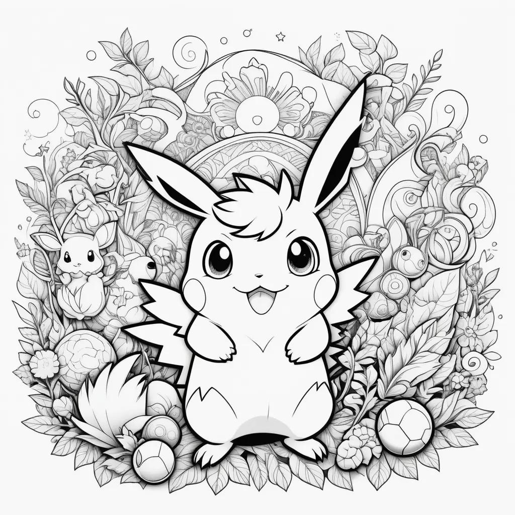 black and white coloring page featuring a pokemon