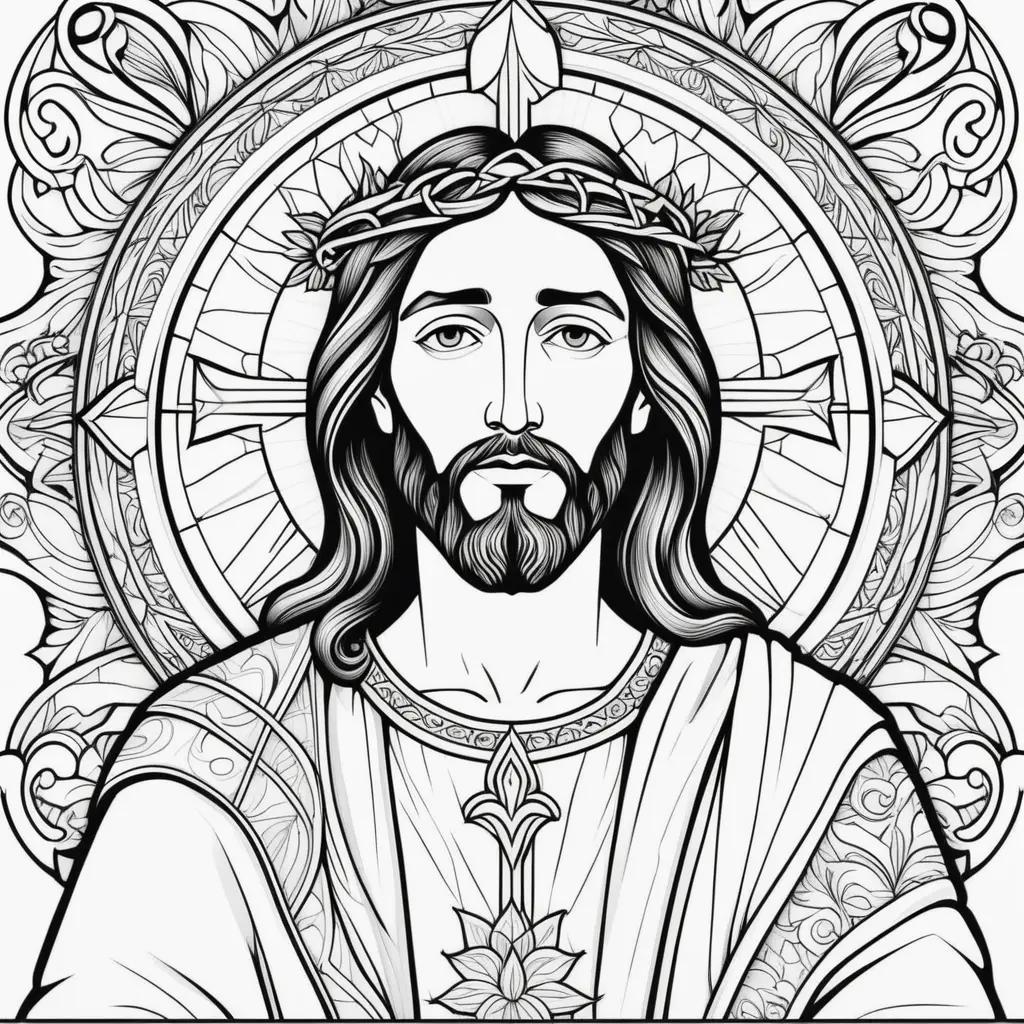 black and white coloring page of Jesus