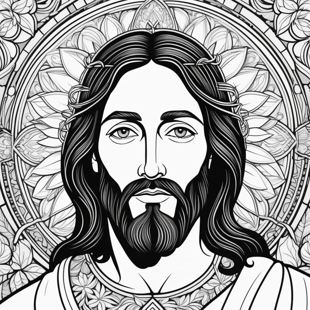 black and white coloring page of Jesus Christ