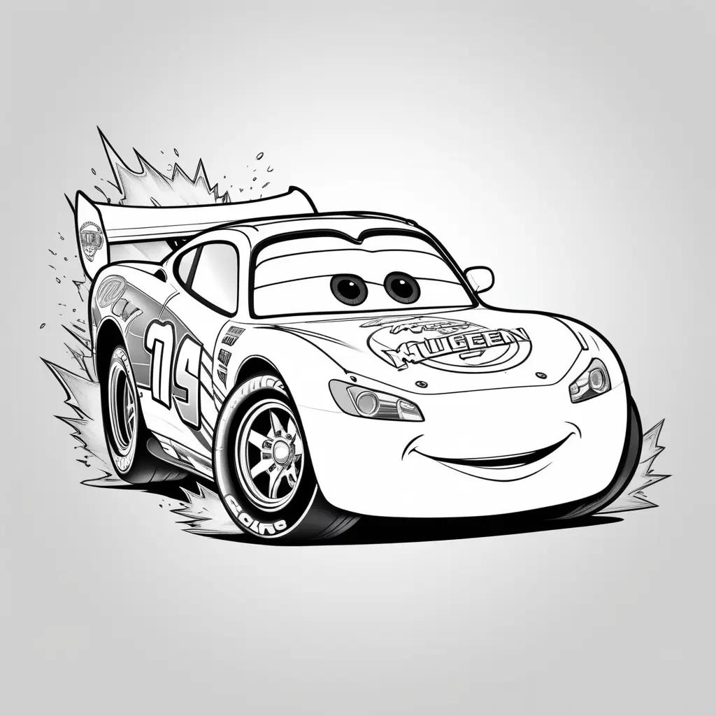 black and white coloring page of Lightning McQueen