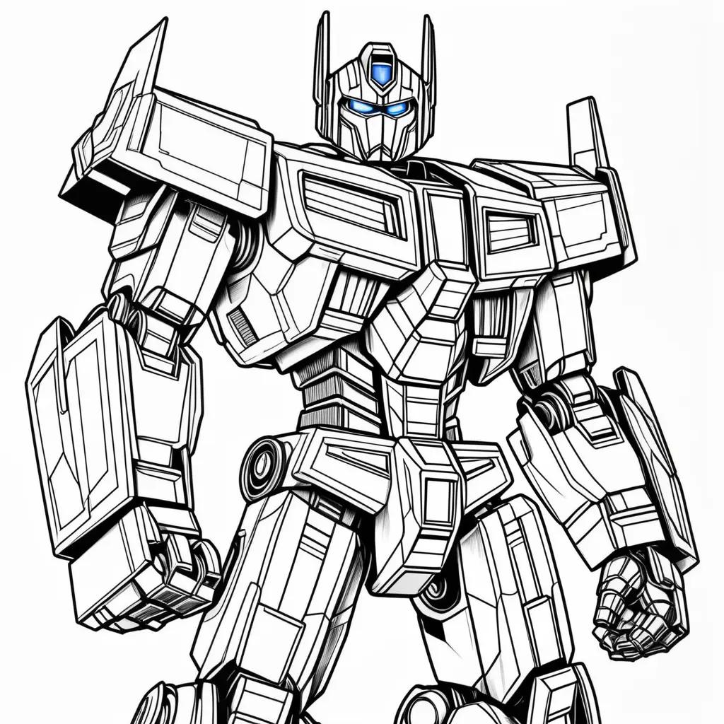 black and white coloring page of Optimus Prime