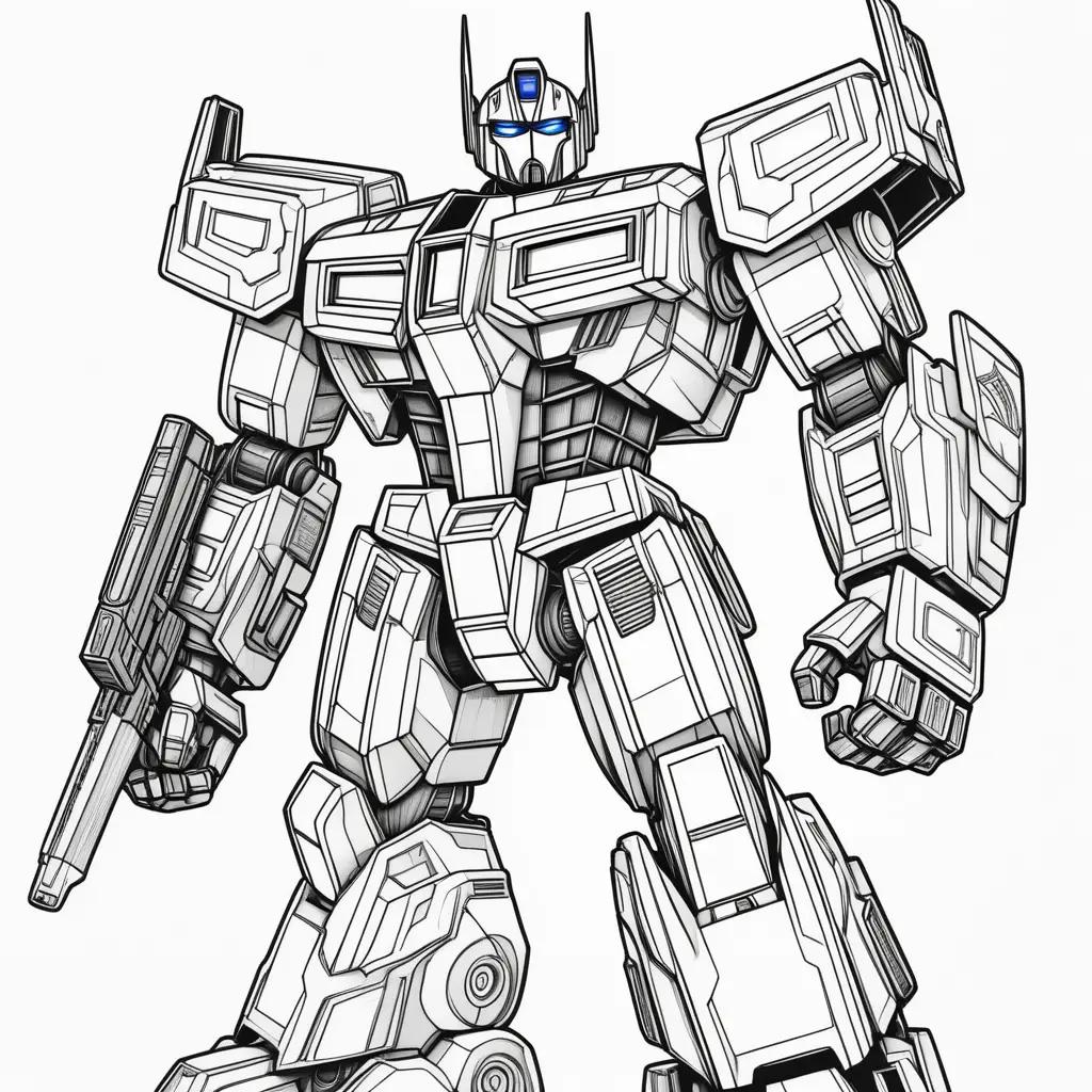 black and white coloring page of Optimus Prime