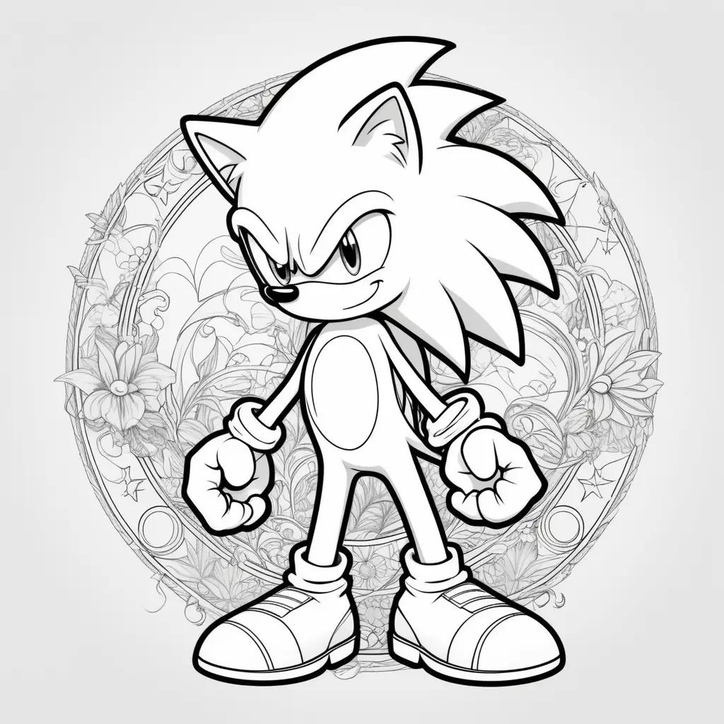 black and white coloring page of Sonic the Hedgehog