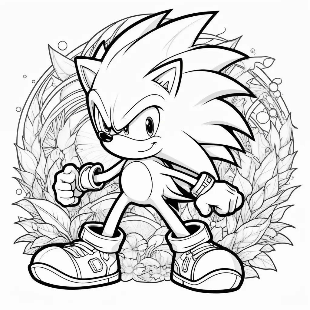 black and white coloring page of Sonic the Hedgehog