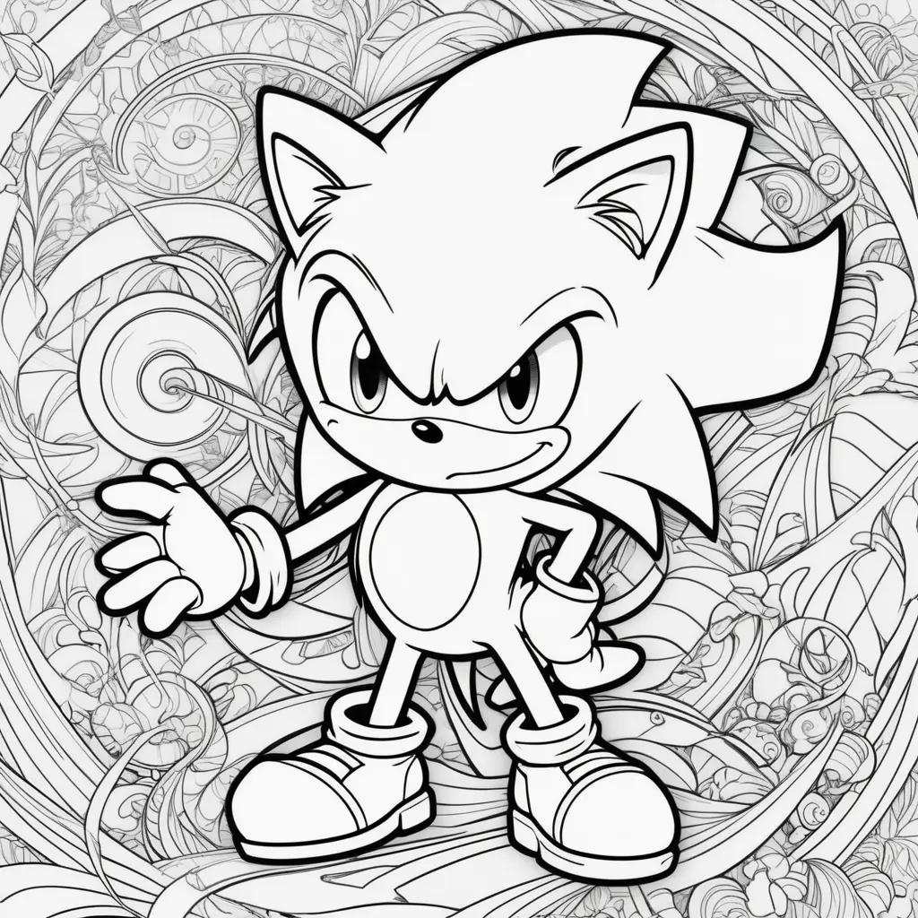 black and white coloring page of Sonic the Hedgehog