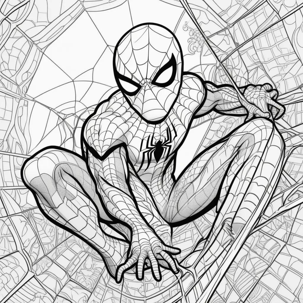 black and white coloring page of Spider-Man