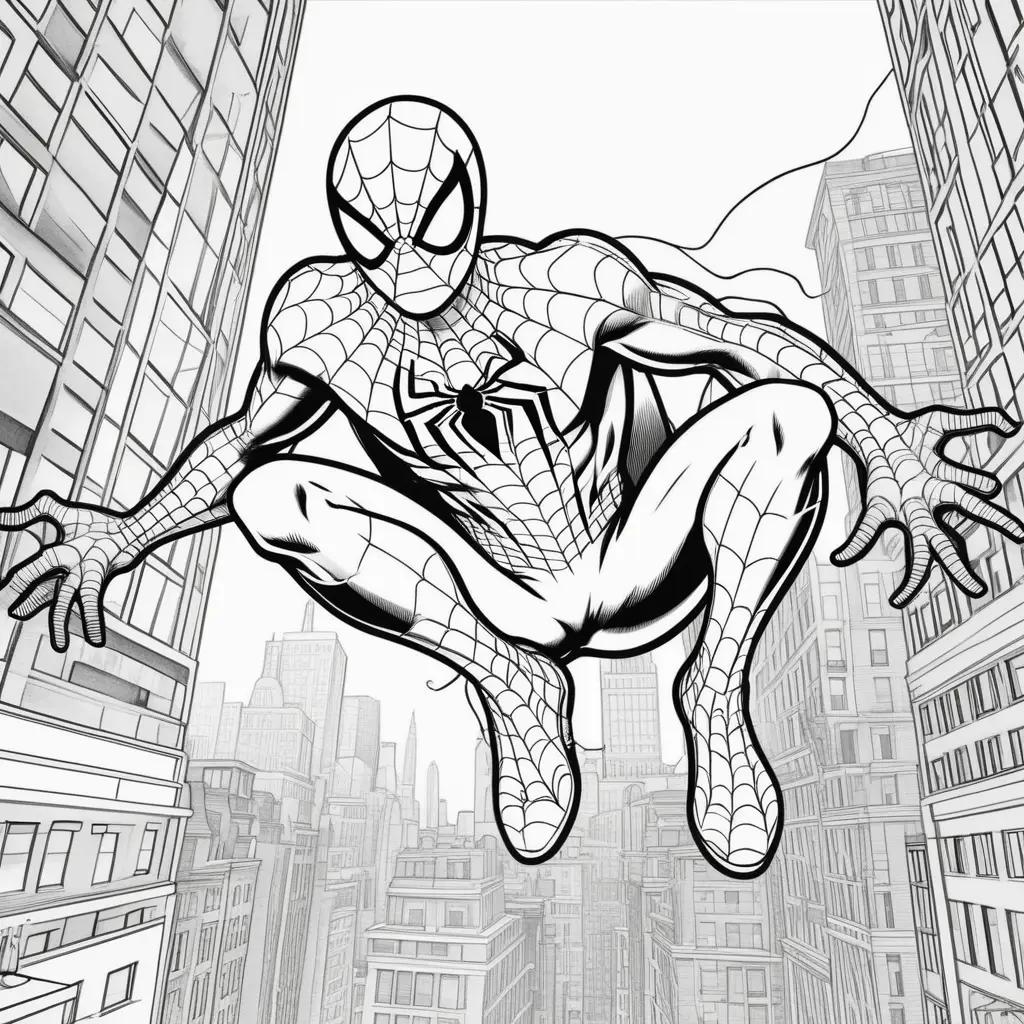 black and white coloring page of Spiderman