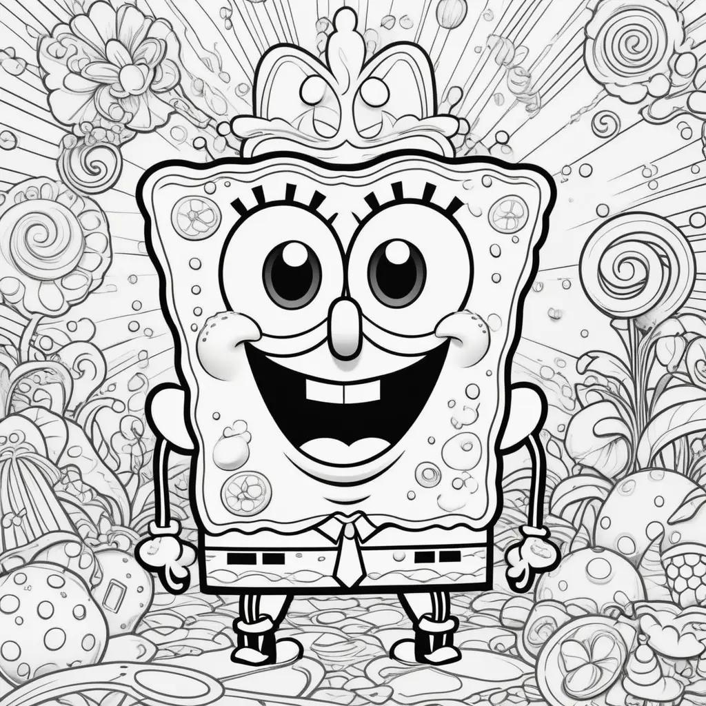 black and white coloring page of Spongebob and Patrick