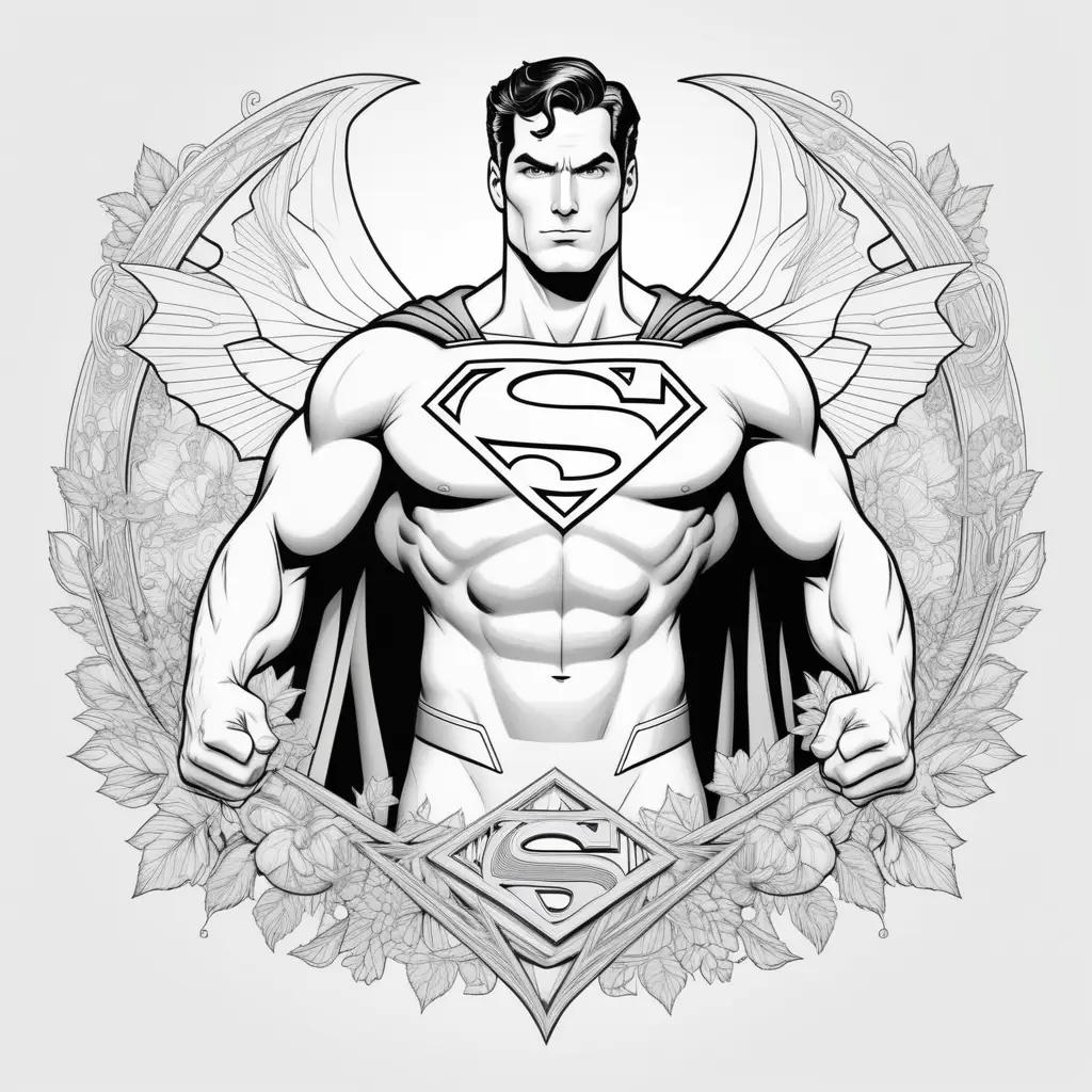 black and white coloring page of Superman