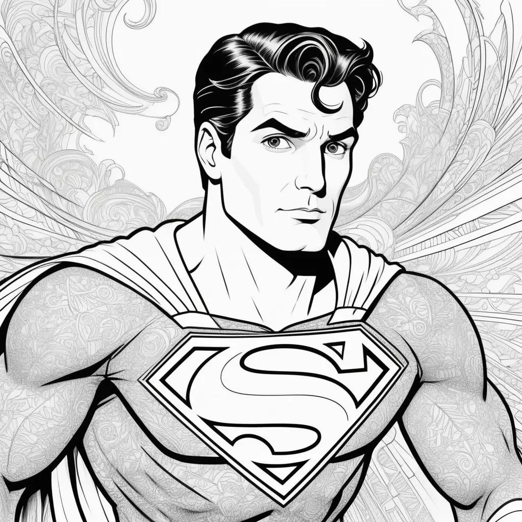 black and white coloring page of Superman