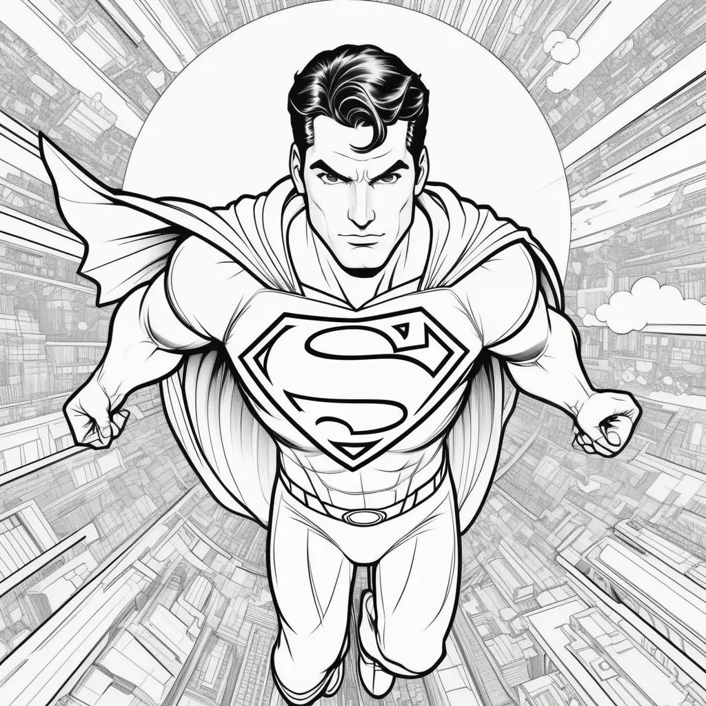 black and white coloring page of Superman