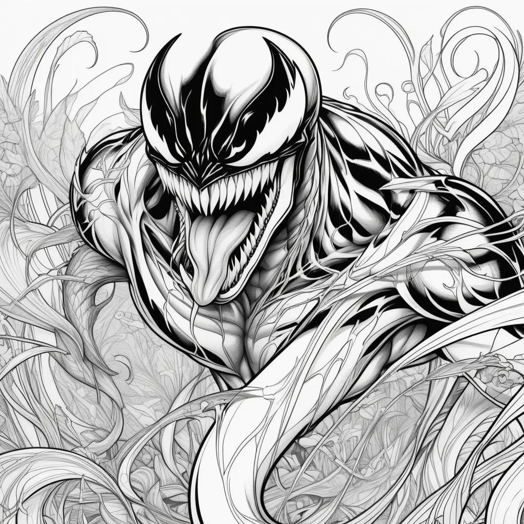 black and white coloring page of Venom