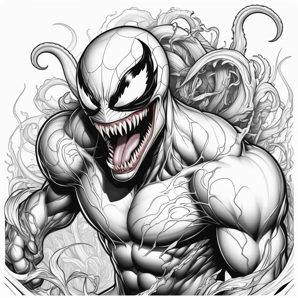 black and white coloring page of Venom