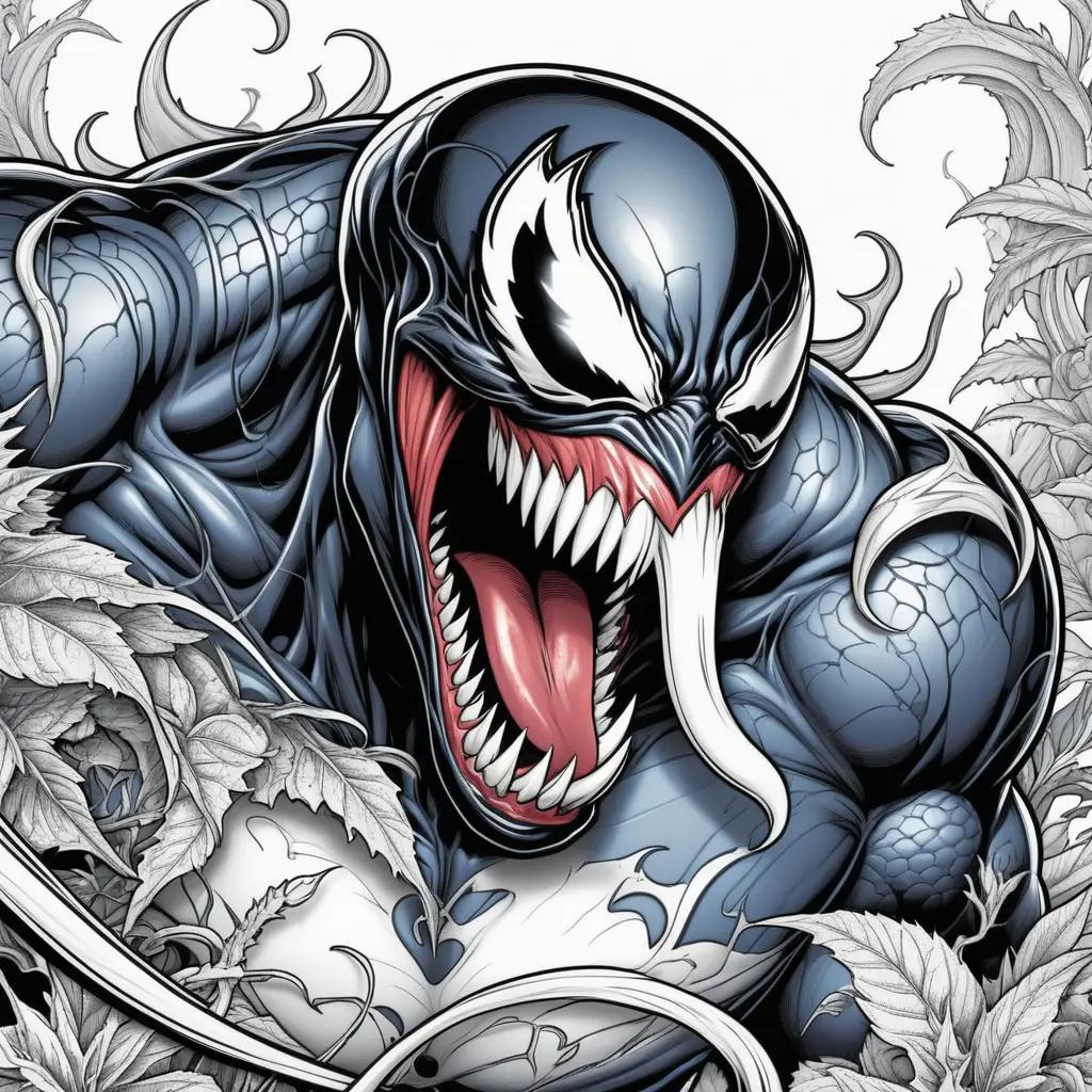 black and white coloring page of Venom