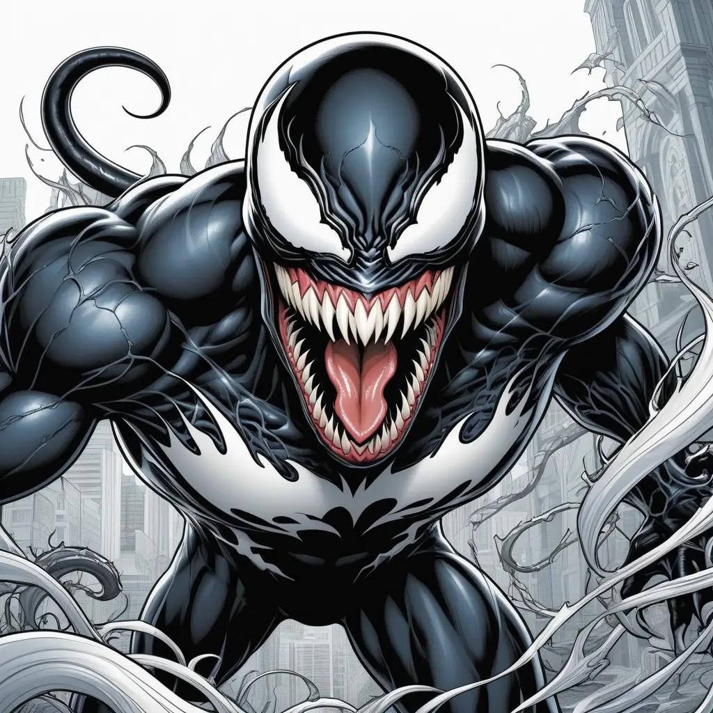 black and white coloring page of Venom