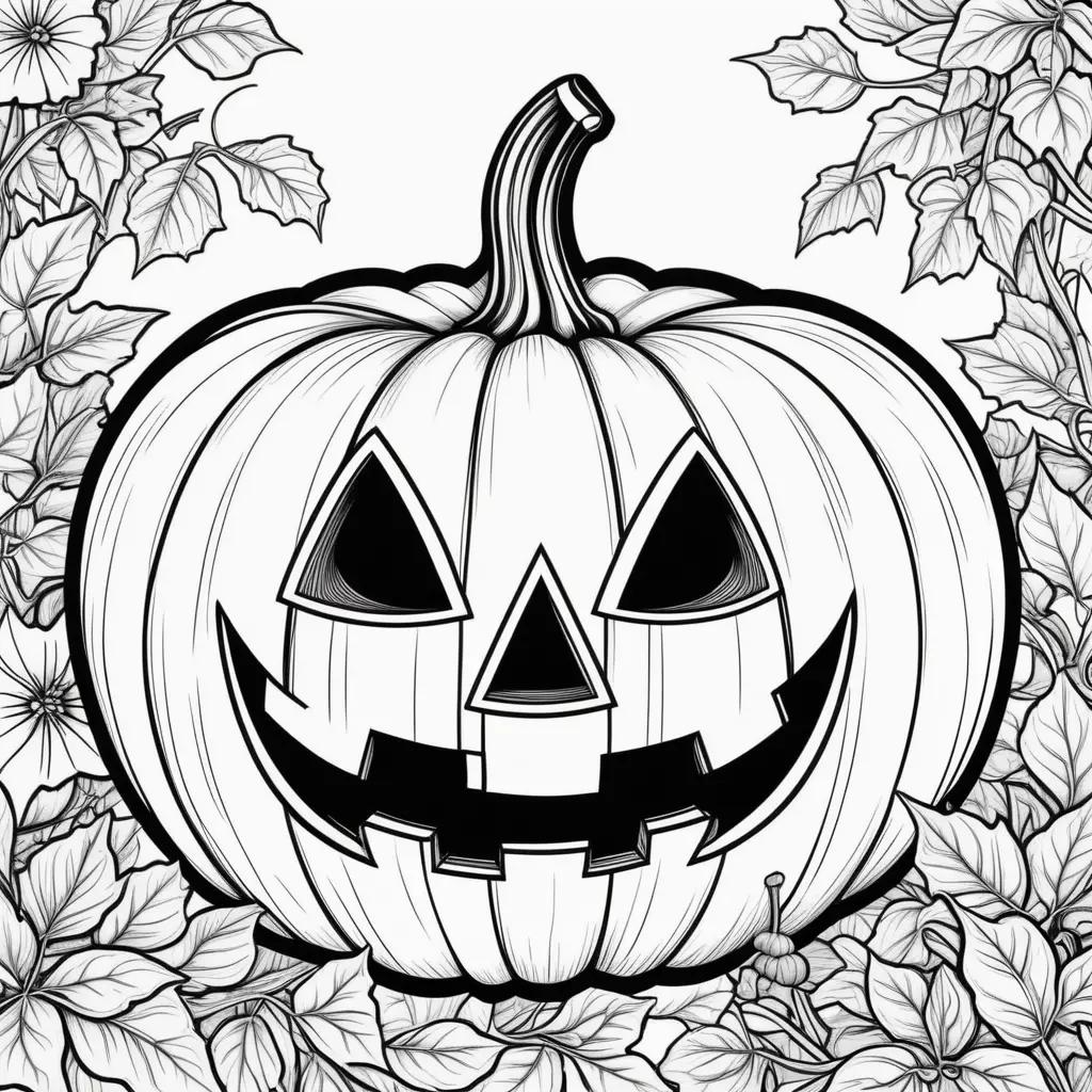 black and white coloring page of a Jack-o-lantern