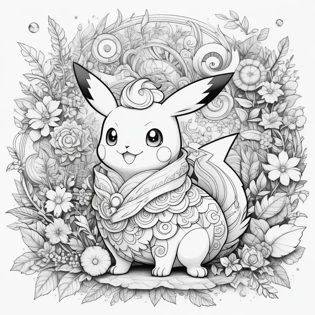 black and white coloring page of a Pokemon