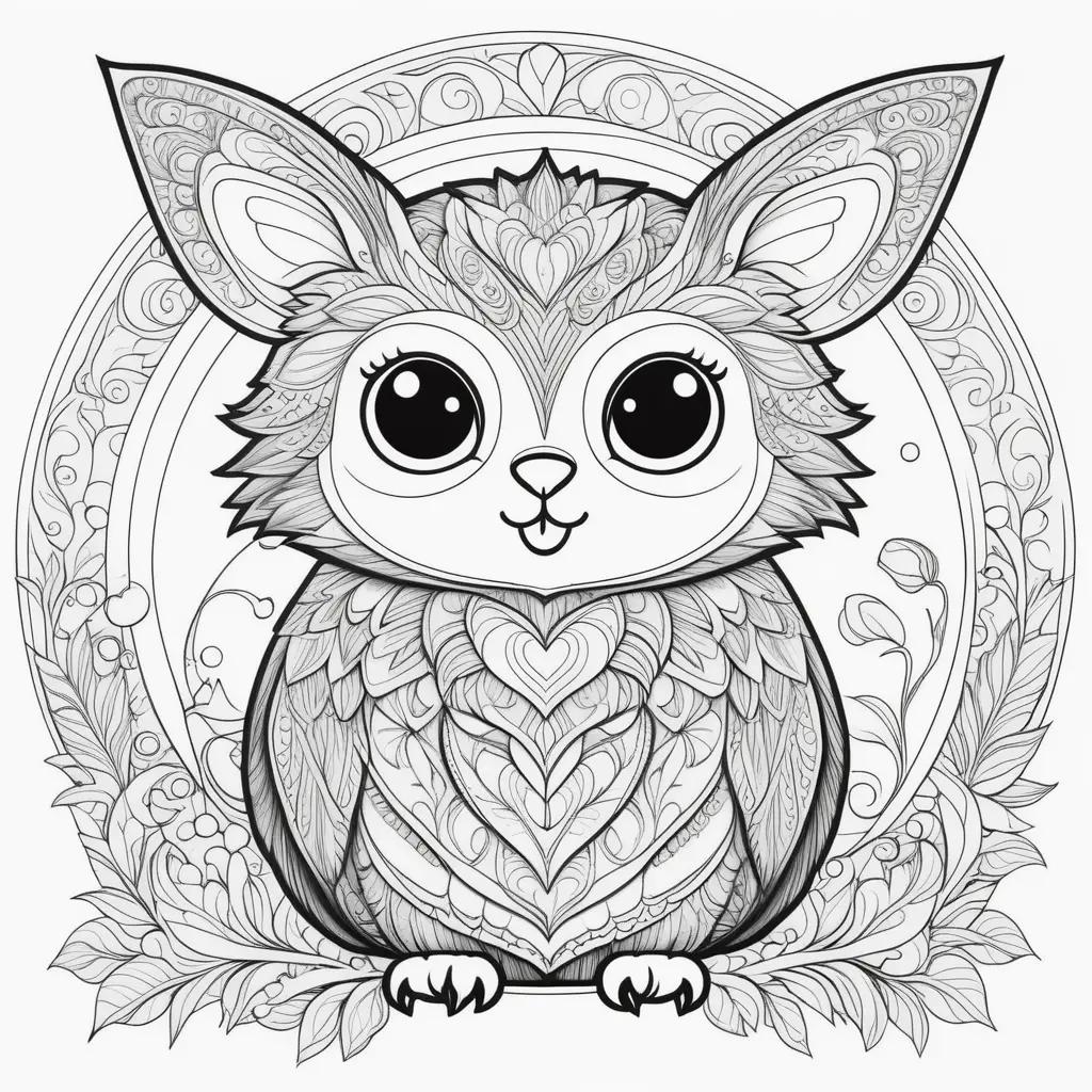 black and white coloring page of a cute huggy wuggy animal