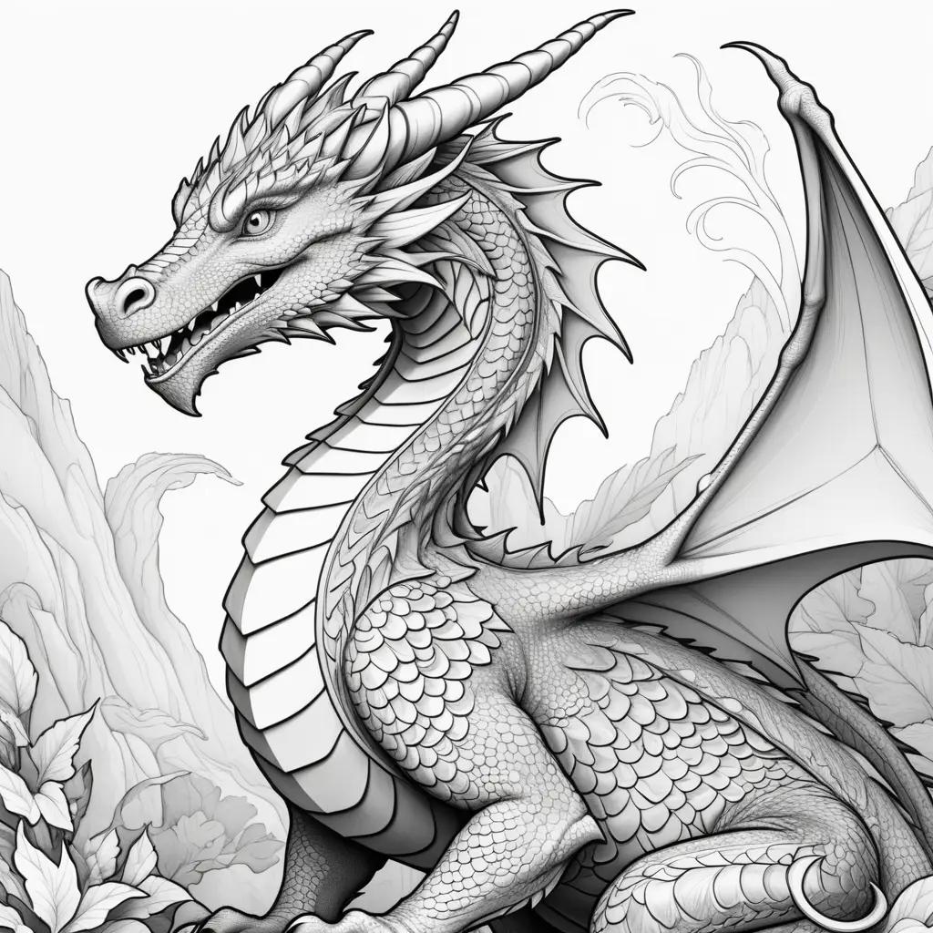 black and white coloring page of a dragon